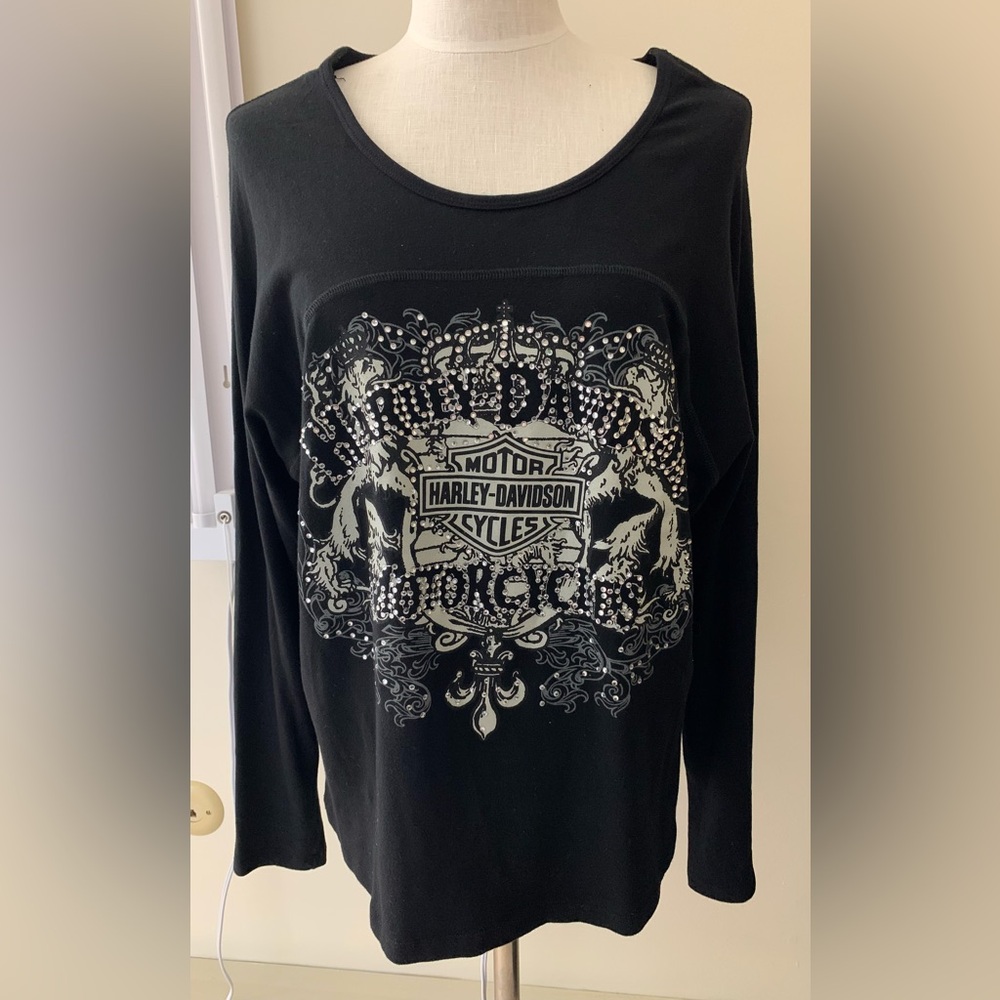 Harley-Davidson Black Long-Sleeve Shirt with Rhinestones 1X
